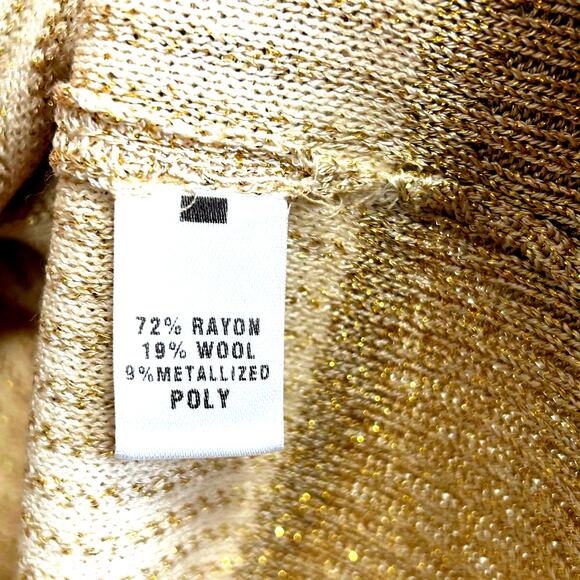 St. John SoCa Rib Knit Rayon Wool Metalized Gold Cardigan Tank Sweater Set Sz M - Picture 12 of 13